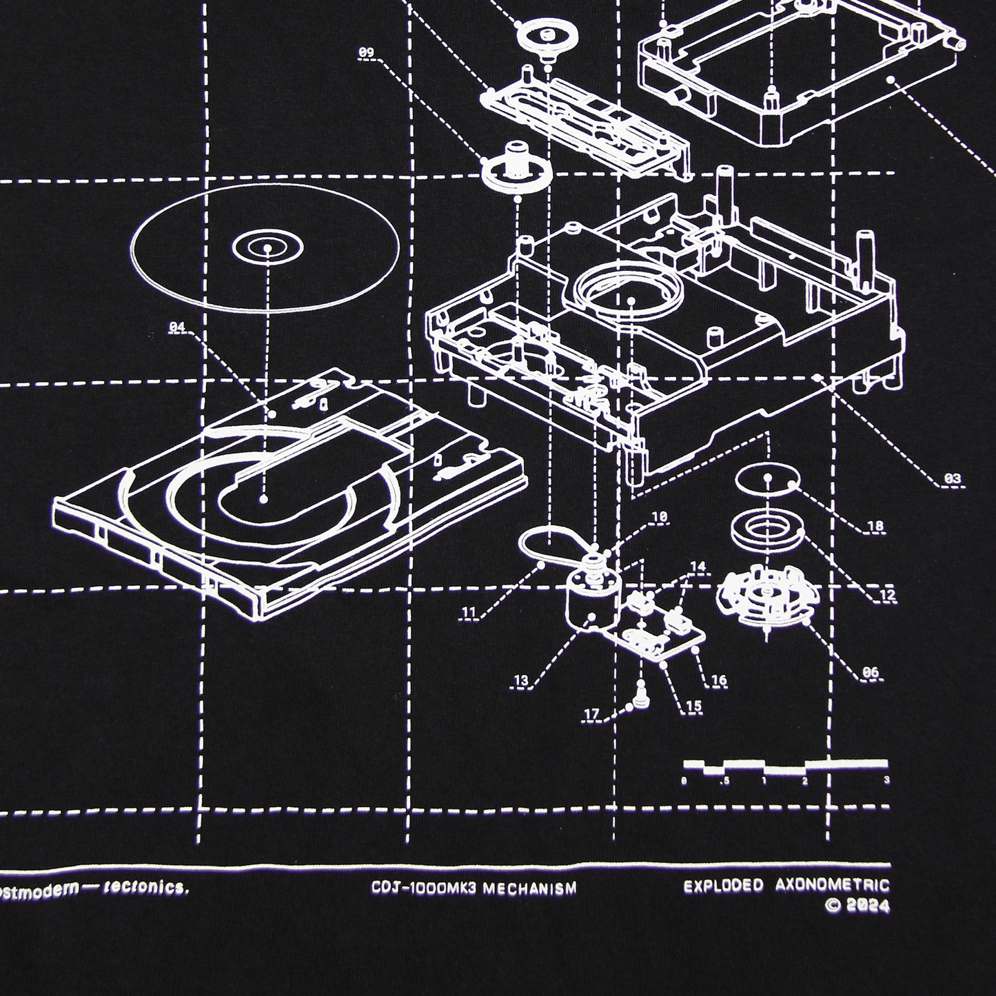 [CDJ-1000MK3 EXPLODED AXONOMETRIC TEE]
